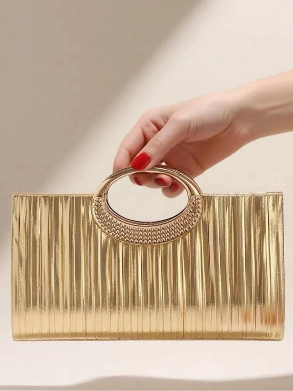 Gold Metallic Evening Clutch Handbag